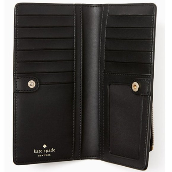 Kate Spade Staci Large Slim Bifold Wallet Black NWT - Picture 2 of 16